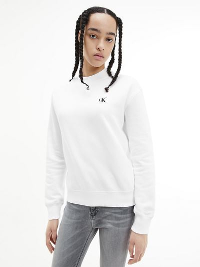 Calvin Klein Ruhák HU350740 | Calvin Klein Embroidered Logo Női Pulóver Világos Fehér